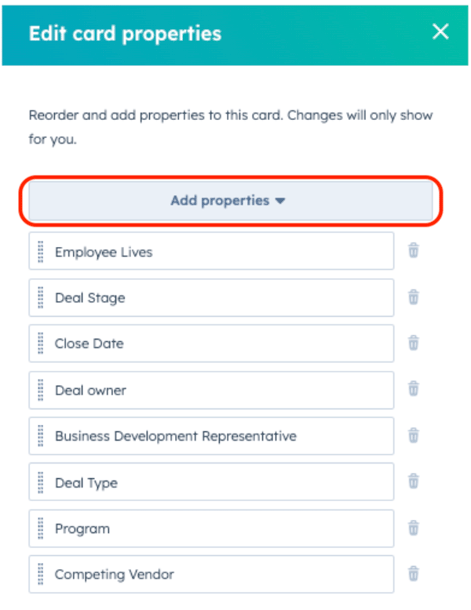 HS Deal Record Customize Properties